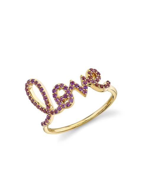 Large Amethyst Love Script Ring