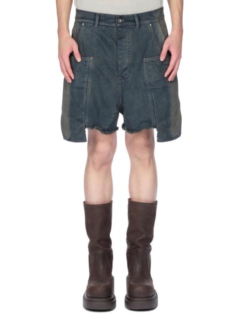 Stefan Straight-Leg Distressed Denim Cargo Shorts Blue