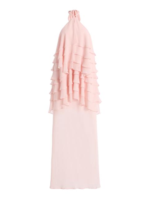 Gaia Tiered Chiffon Maxi Dress pink