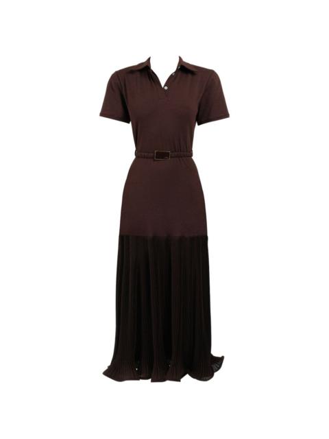 pleated maxi polo dress