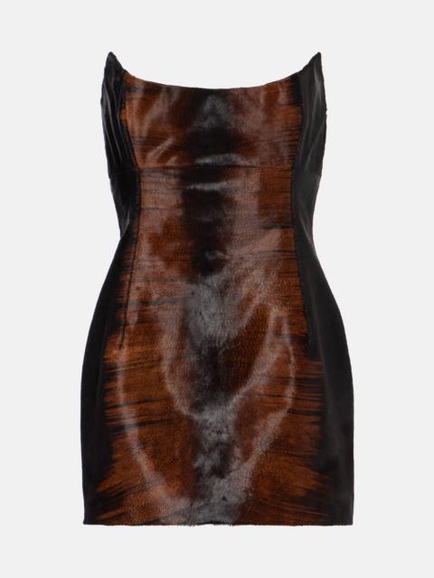 Printed calf hair minidress