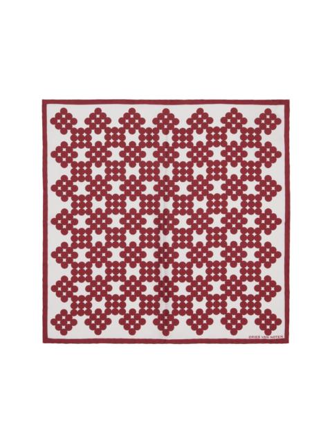 Red & White Silk Pocket Square