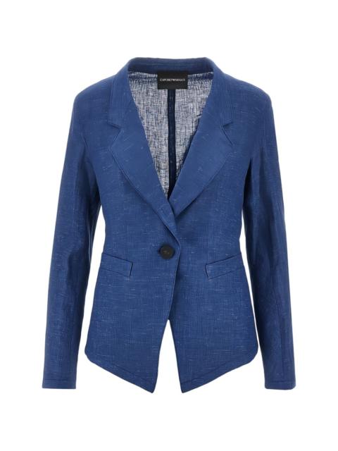 flap-pocket single-breasted blazer