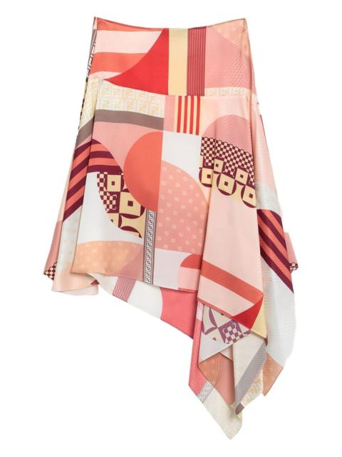 asymmetric graphic-print skirt
