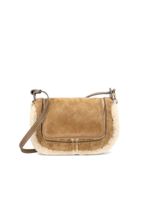 shearling-trim shoulder bag