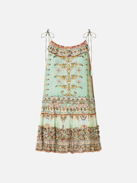 GATHERED MINI TIERED DRESS WITH FRILL DETAIL