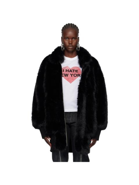 Black Faux-Fur Bomber Coat