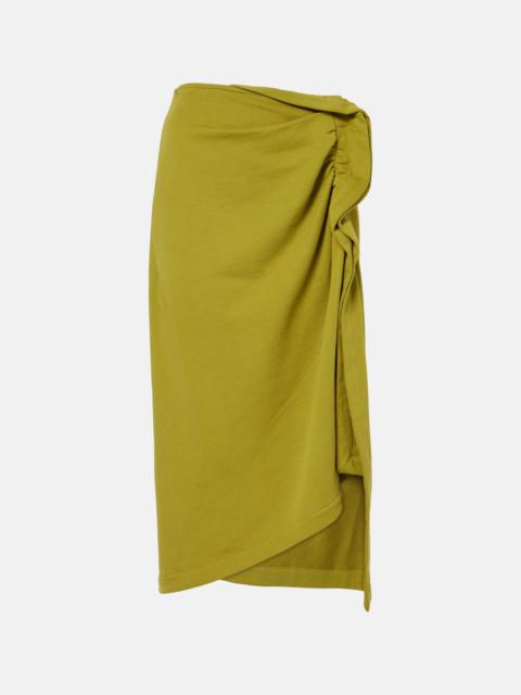 Gathered cotton midi skirt