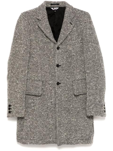 herringbone tweed single-breasted coat