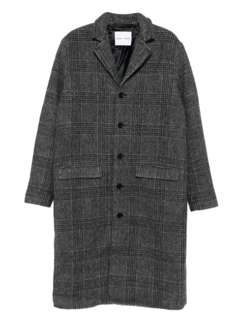 checked-pattern single-breasted coat
