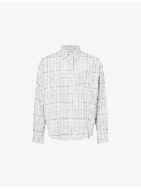 Checked Wrinkle Cotton and Linen-Blend Shirt