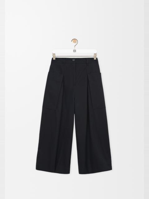 Cropped trousers in cotton and silk