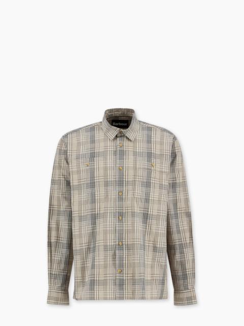BARBOUR MAXWELL CHECKED PATCH RELAXED SHIRT GREY OLIVE
