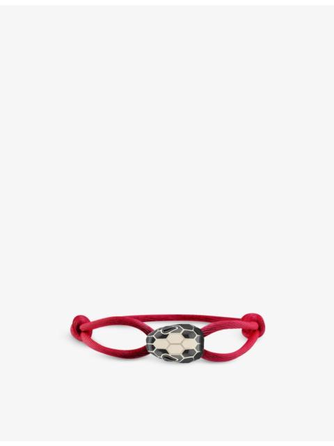 Serpenti Forever gold-plated brass, agate, enamel and cord bracelet