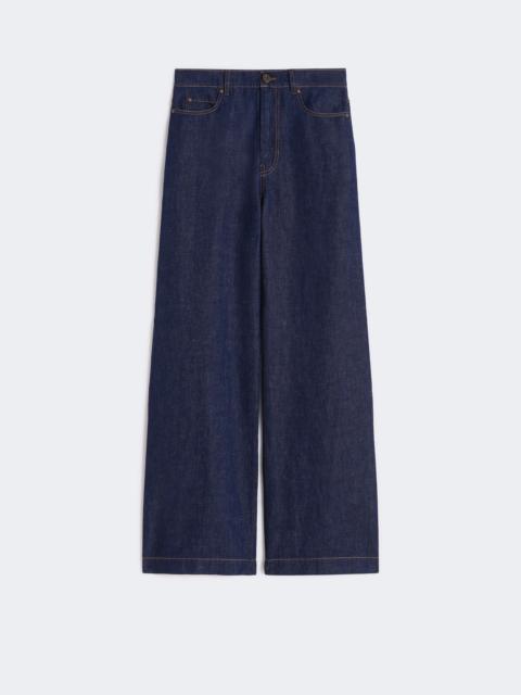 Linen and cotton denim jeans - NAVY