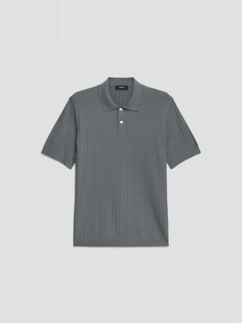 Soris Cable-Knit Polo Shirt in Light Bilen