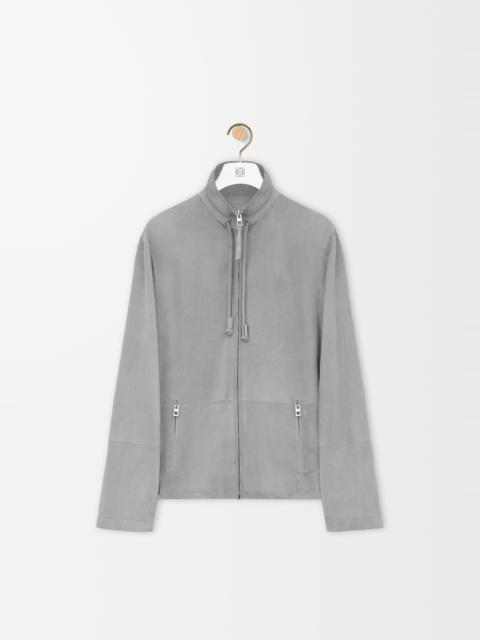 Zip-up jacket in suede lambskin