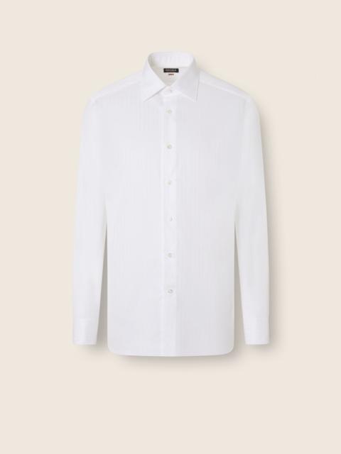 OPTICAL WHITE STRUCTURED STRIPED CENTOVENTIMILA COTTON SHIRT