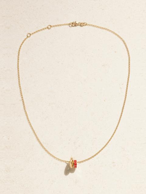 Strength + Love Heart Beat 18-karat Gold And Enamel Necklace