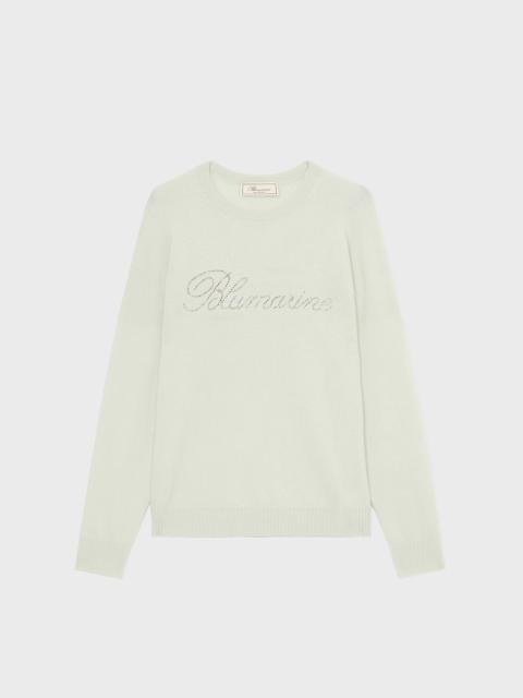 CASHMERE SWEATER WITH BLUMARINE RHINESTONE LOGO