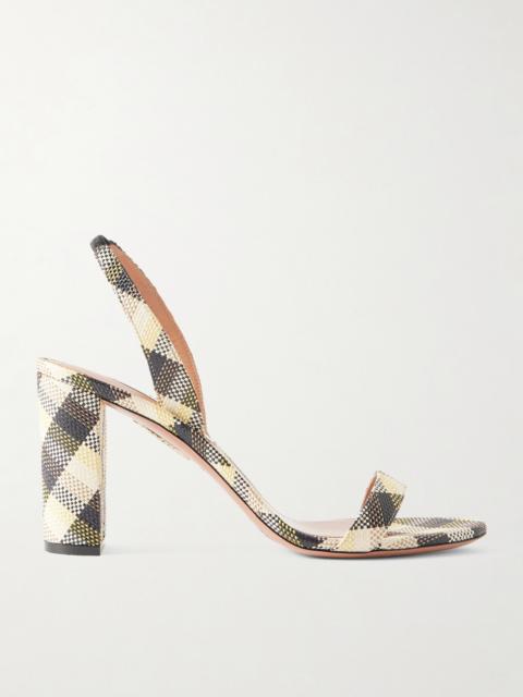 So Nude 85 Checked Raffia Slingback Sandals