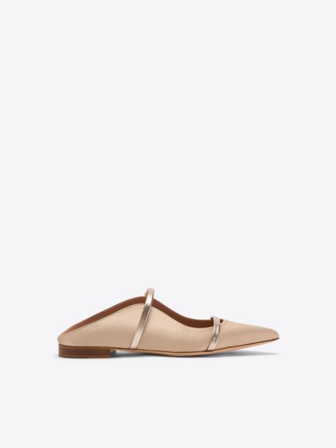 Maureen Buff & Champagne Satin Flat Mules