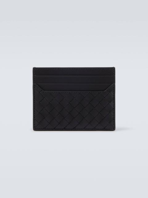 Intrecciato leather card holder
