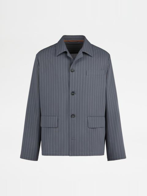 OVERSHIRT IN PINSTRIPE WOOL - GREY