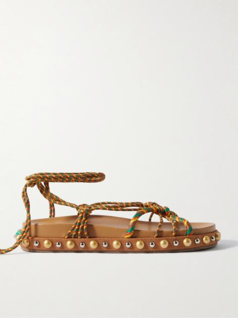 Tropical Rope Embellished Raffia Sandals