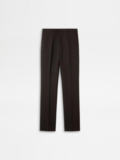 SLIM FIT PANTS IN WOOL - BROWN