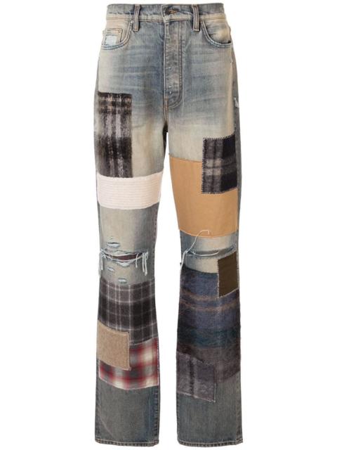patchwork straight-leg jeans