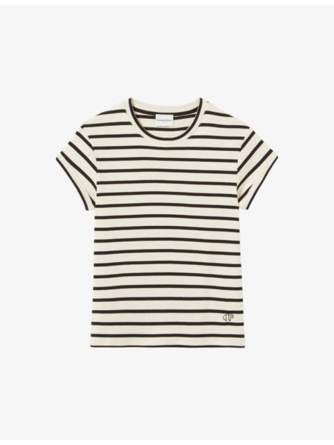 Striped short-sleeved cotton-jersey T-shirt