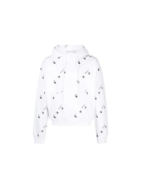 OFF-WHITE Oversized Fit Allover Logo Hoodie White/Black