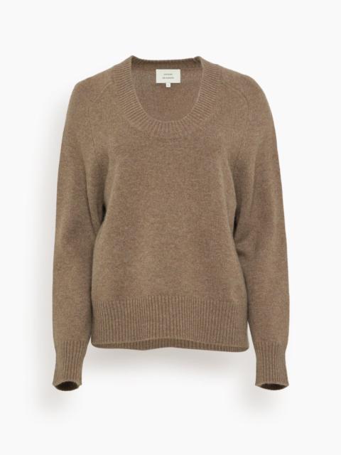 Baji Dropped U-Neck Sweater in Brown Melange