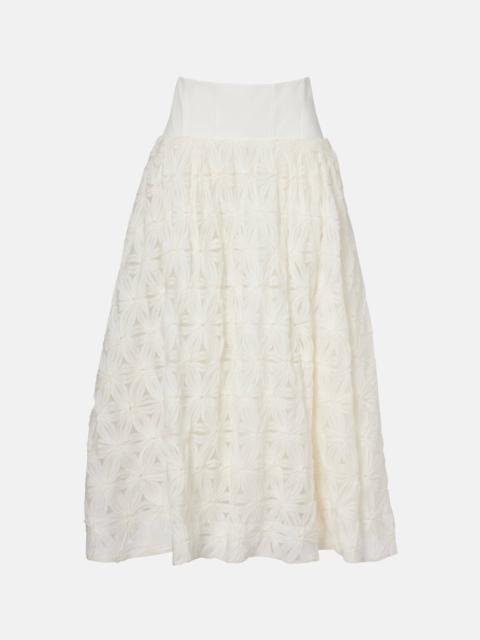 Mindy embroidered midi skirt
