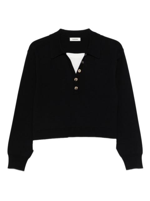 polo-collar button-embellishment sweater