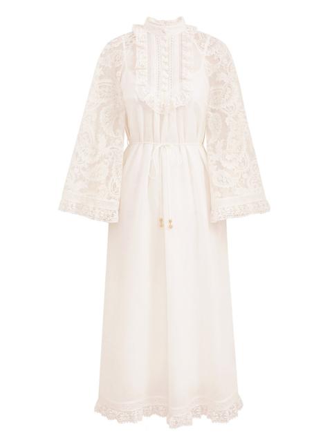 ASCENSION LACE YOKE MIDI DRESS