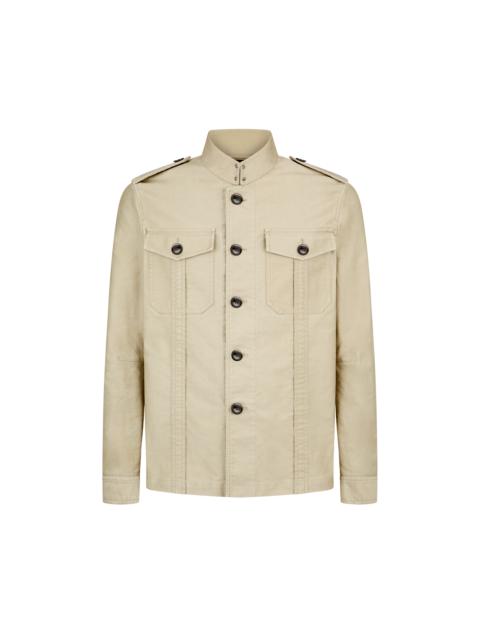 COTTON SATIN STAND COLLAR OUTERSHIRT
