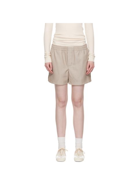 Beige Wool Elasticated Shorts