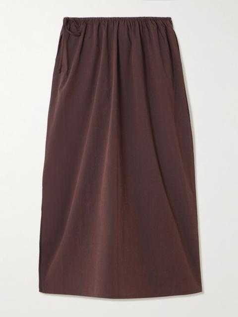 Mid Day Organic Cotton-poplin Drawstring Midi Skirt