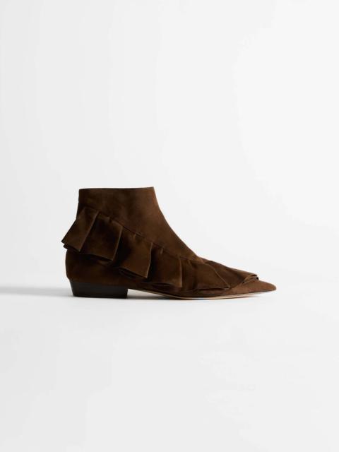 WOMENS RUFFLE BOOTS IN BROWN