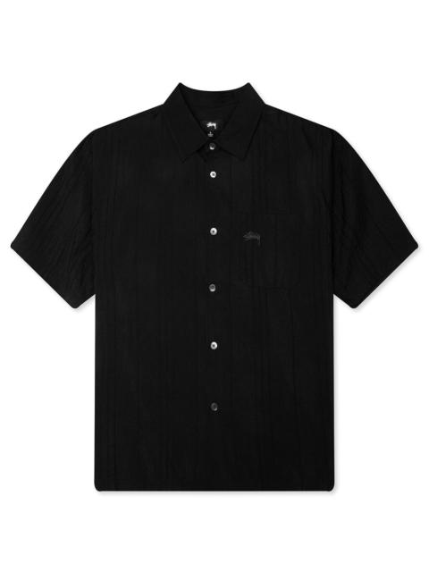 PLEATED TEXTURED SHIRT - BLACK