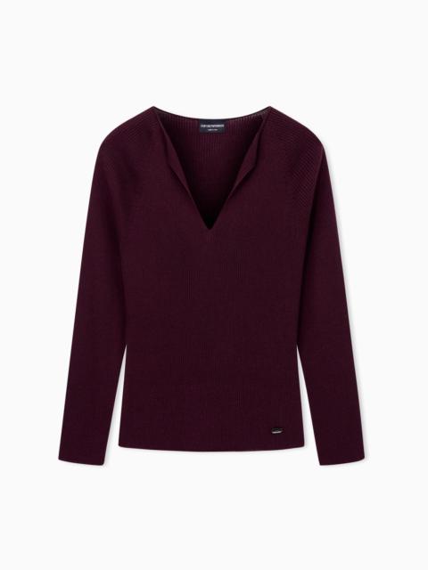 POLYGON CAPSULE COLLECTION VIRGIN WOOL BLEND V-NECK JUMPER