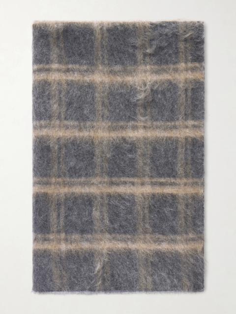 Checked Brushed-knit Scarf