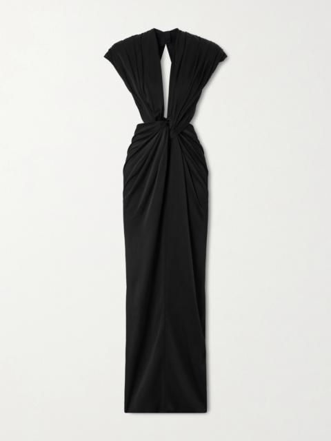 Open-back Draped Twisted Satin Gown