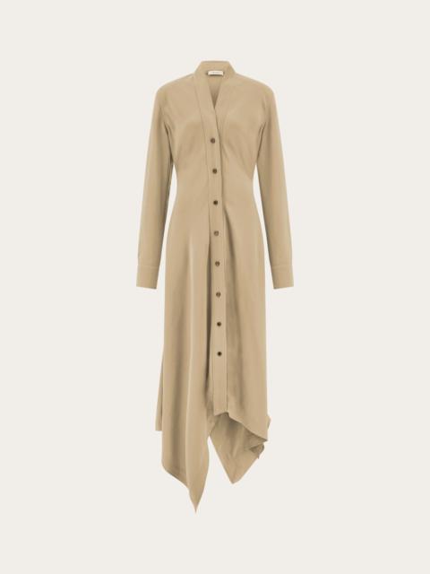 Shirt dress with handkerchief hem