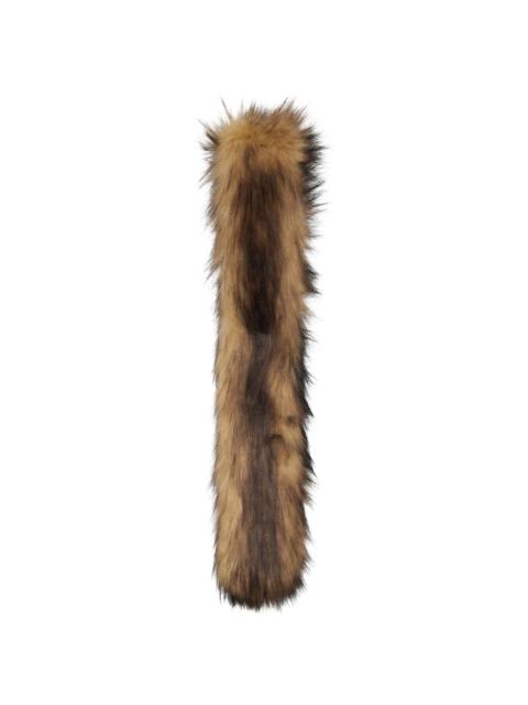 Brown & Beige Slim Faux Fur Scarf