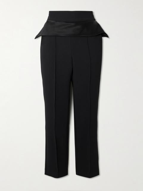 Relate Stretch-silk Satin-trimmed Crepe Straight-leg Pants