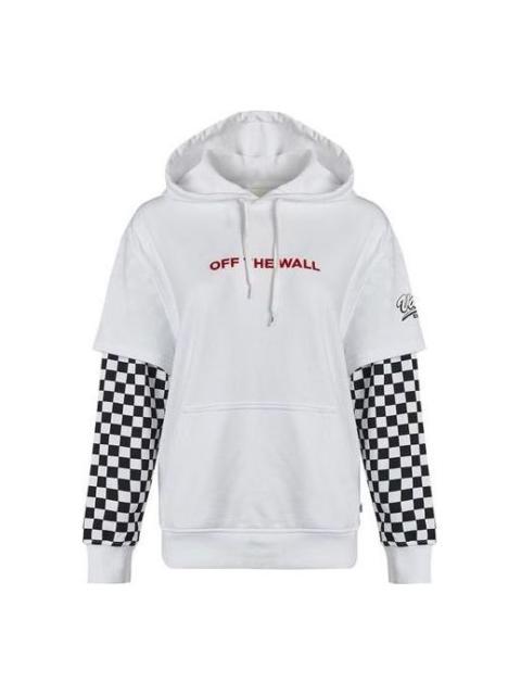 (WMNS) Vans Logo Embroidered Checkerboard Print Hoodies 'White Black' VN0A4UTNWHT