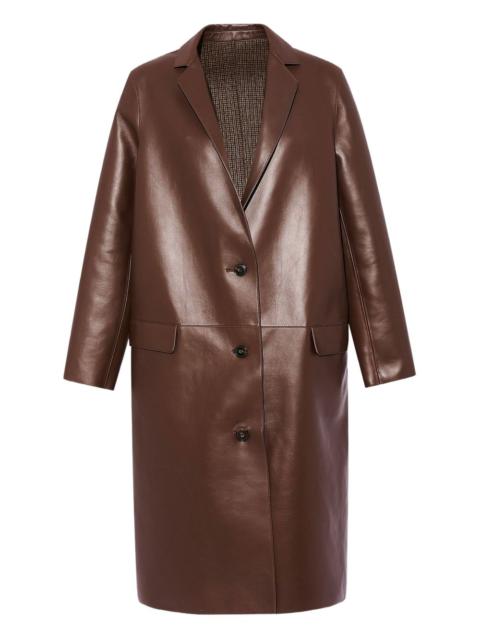 panelled leather coat